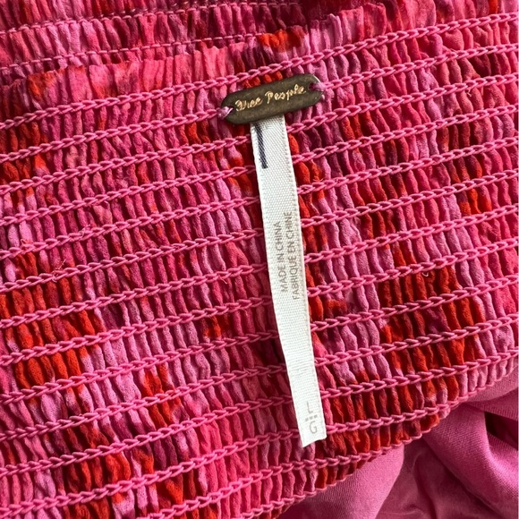 Free People Oh Lala Red Pink Floral Top Size Large - Picture 10 of 11